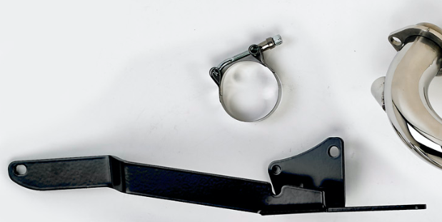 Stealth Pipes Replacement Bracket installed – exhaust support bracket mounted on Harley motorcycle, photo 10 of 10
