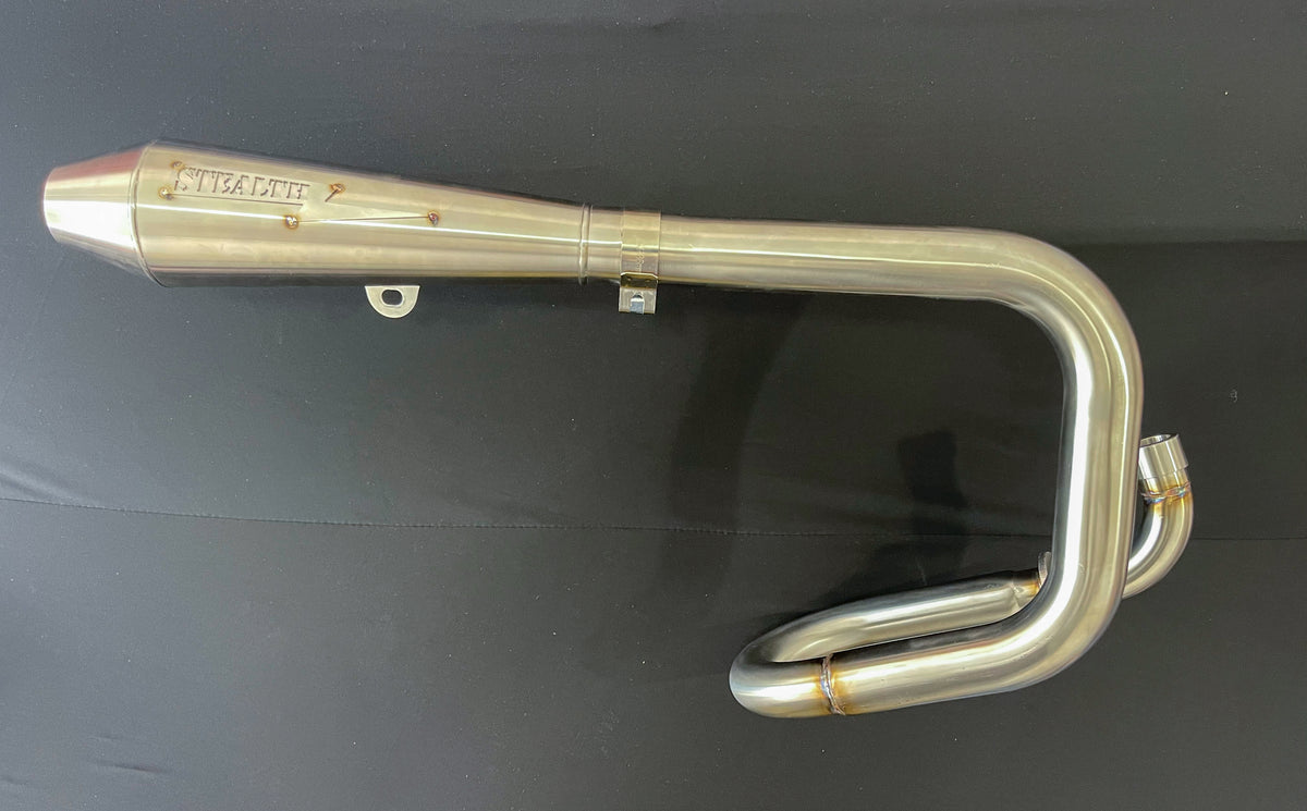 Stealth x Kruesi Originals stainless exhaust for Honda Monkey – triple stepped head pipe and cone muffler, photo 3 of 12