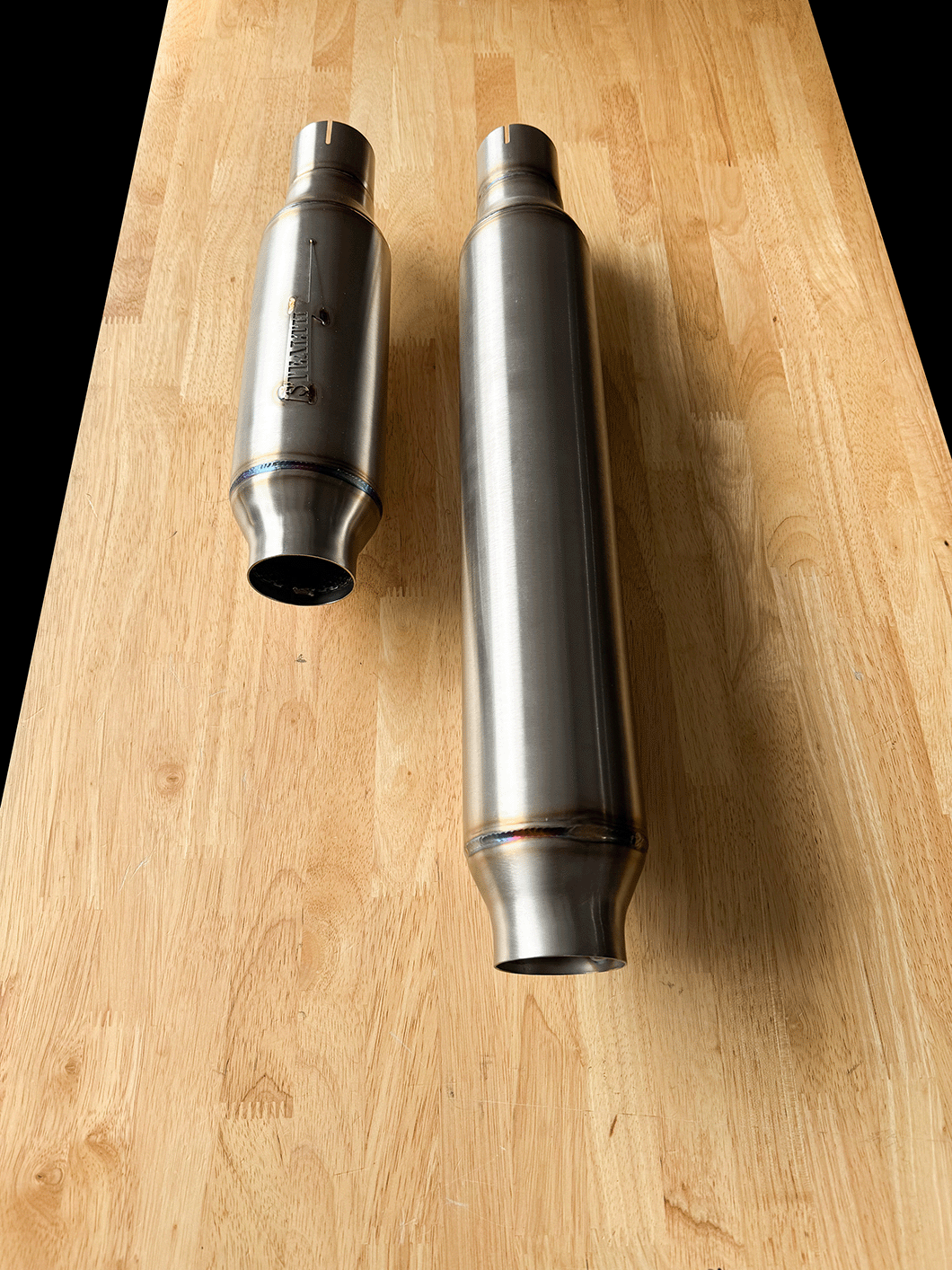 Stealth Pipes Mid-Length Pipe Bomb Muffler – polished stainless modular exhaust option with clamp, photo 6 of 10