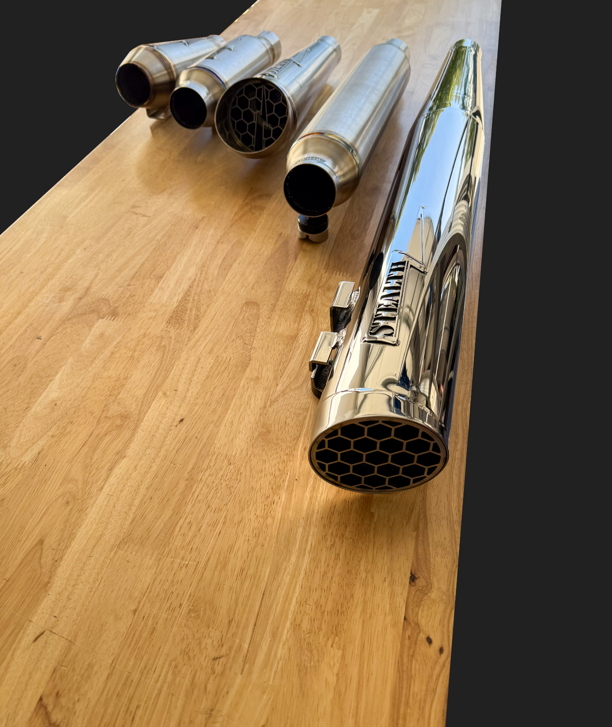Full length Stealth Pipes bagger muffler – stainless TIG-welded American-made modular exhaust upgrade, photo 6 of 10