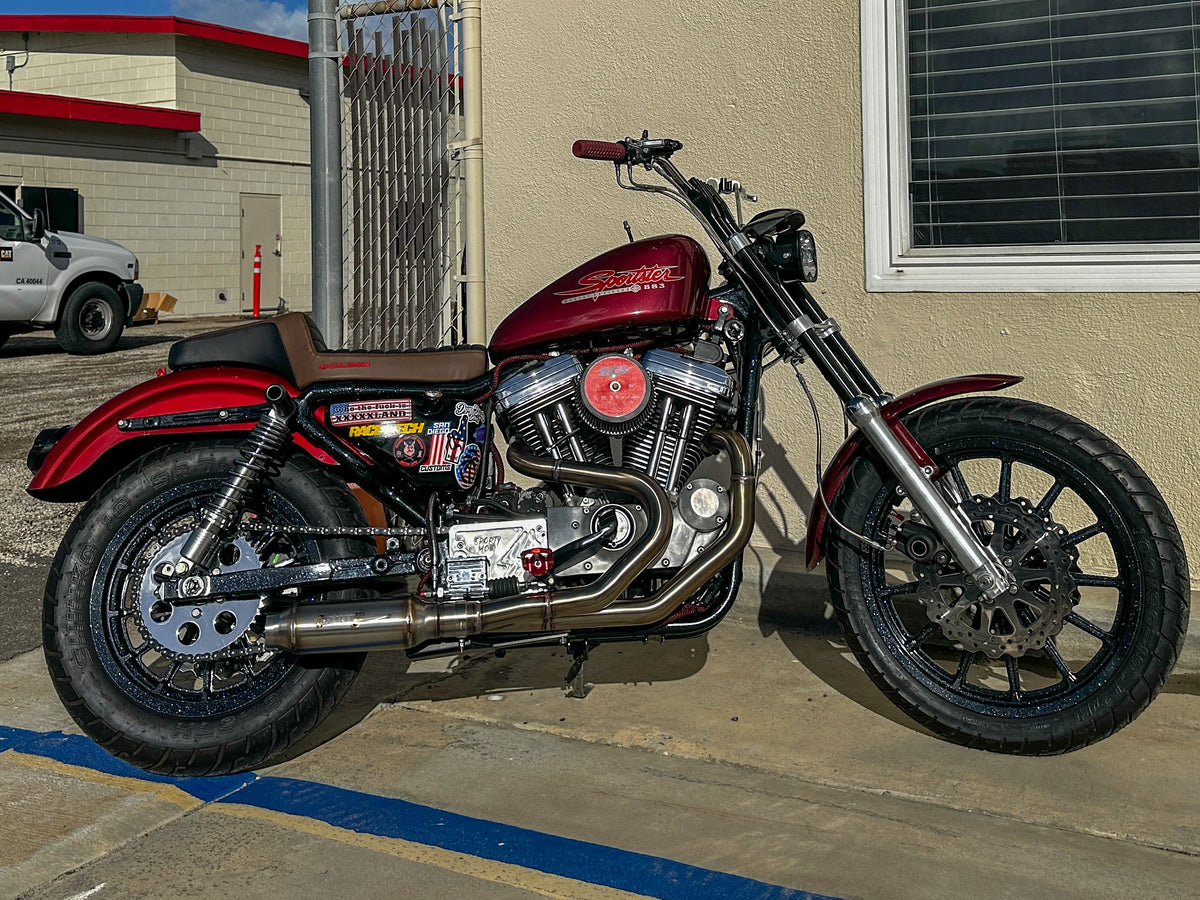 Harley Sportster motorcycle with Stealth Pipes exhaust system – rider lifestyle photo, 1986–2003 model, photo 16 of 16