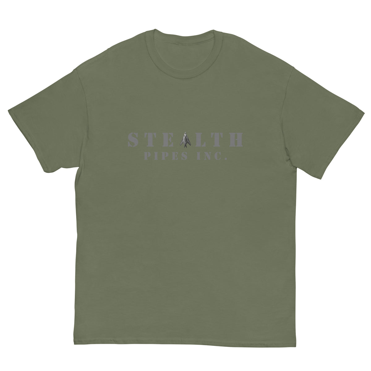 Stealth Pipes A-117 T-shirt in army green – logo front print, photo 3 of 4