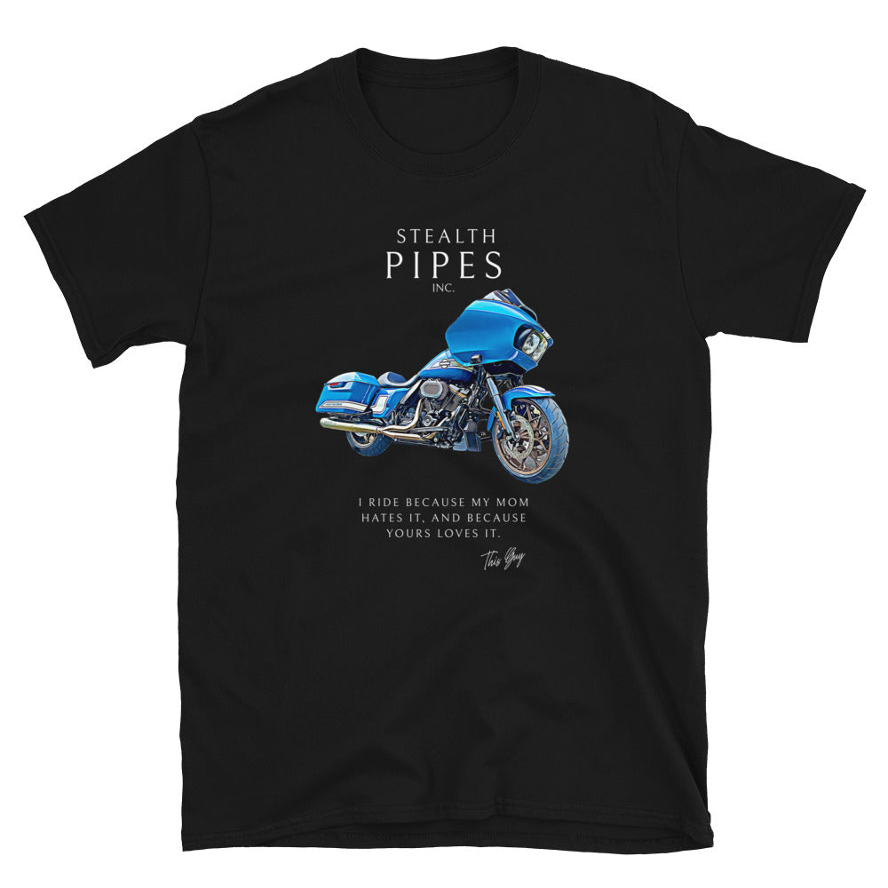Stealth Pipes “This Guy” T-shirt in black – blue motorcycle graphic, photo 1 of 1