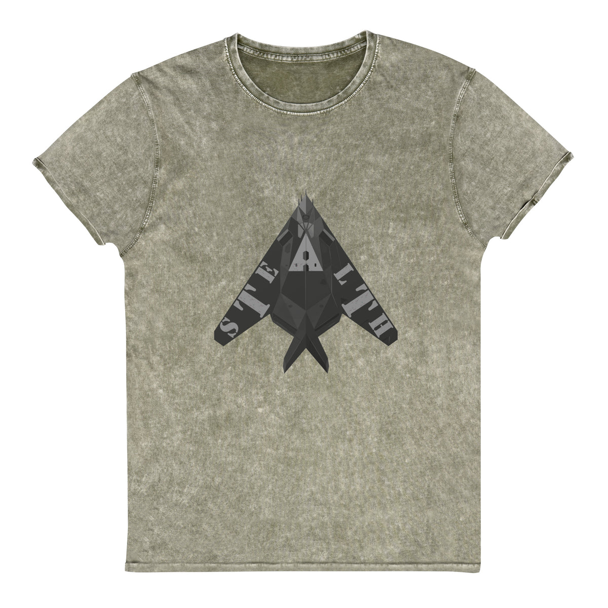 Stealth Pipes Denim T-shirt in olive – logo front graphic, photo 2 of 2