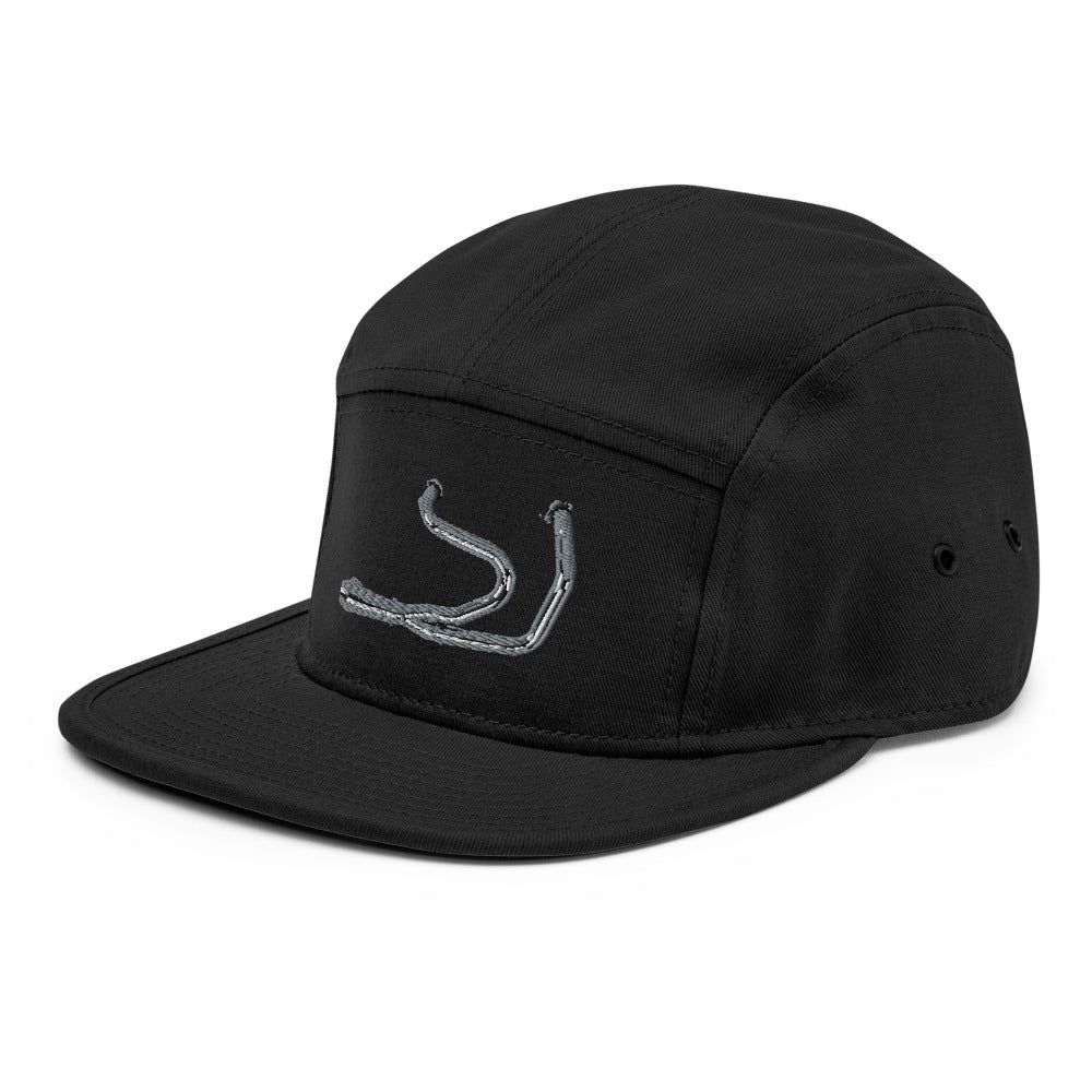 Right side view of Stealth Pipes 5 panel camper hat with flat visor, photo 3 of 12